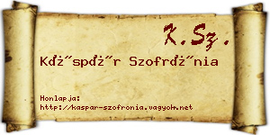 Káspár Szofrónia névjegykártya